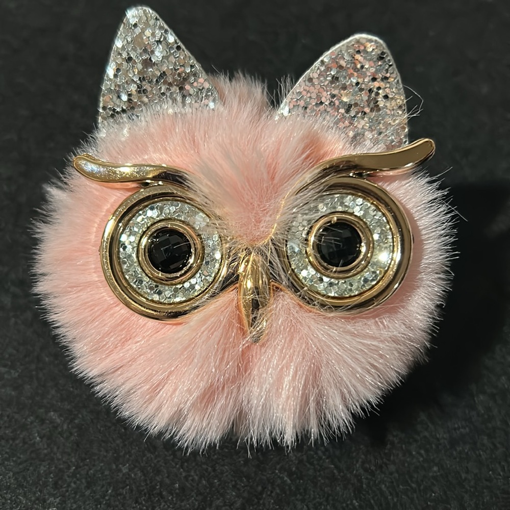 Pink and Gold Owl Keychain Bag Charm NWOT
